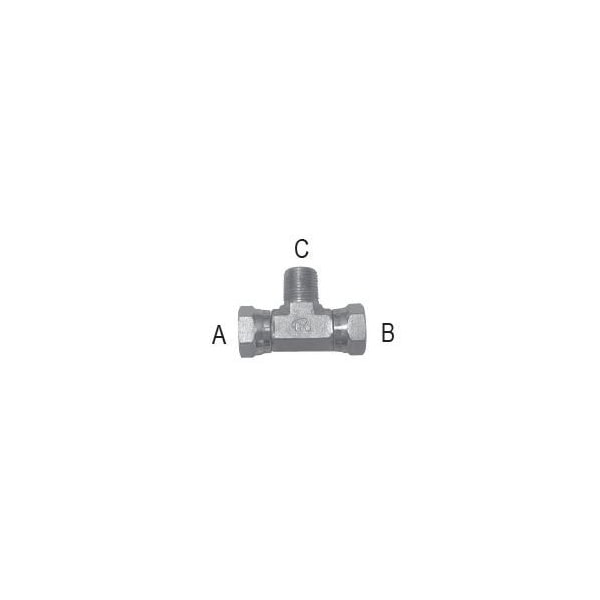 Tompkins Male Pipe to Female Pipe Swivel Branch Tee: 3/8-18 A, 3/8-18 B 471110 - main